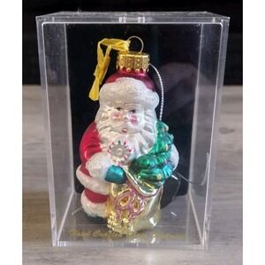 Designers Studio‎ Glass Santa Claus Ornament Christmas Hand Painted